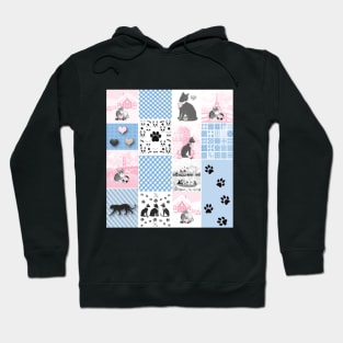 Cat Lovers Patchwork Pattern Hoodie